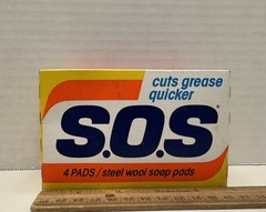 Vintage 1983 SOS Steel Wool Soap 4 Pads Open Box Advertisement Props Display