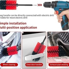 Soft Drill Wheel Cleaner Brush, Drill Brush for Car Wheel, No ScratchesBlack+red