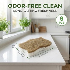 9 Pack Kickleen Biodegradable Natural Kitchen Sponges – Compostable Cellulose