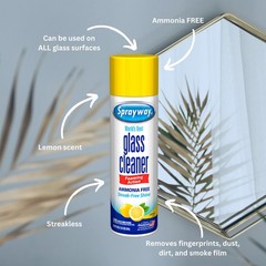 Glass Cleaner 19 oz Lemon Aerosol Spray Streakless For Glass Metal Plastic