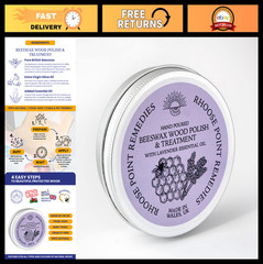 Beeswax Furniture Polish & Conditioner – Lavender 3.4oz, Enhances & Protects Woo