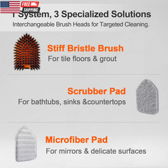 Tile Tub Scrubber Brush with 3 Different Function Cleaning Heads and 56″ Extenda