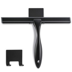 Shower Squeegee, 10-Inch Matte Black Squeegee, All-Purpose Stainless Steel Squee