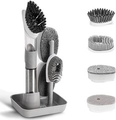 4-In-1 Dish Cleaning Brush Soap Dispensing Dish Brush Set with 4 Replacement Hea