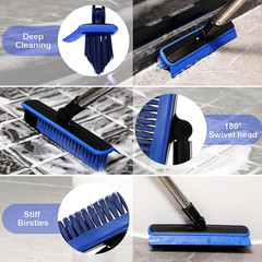 Grout Cleaner Brush with Long Handle, V-Shaped Floor Scrub Brush Swivel Grout Br