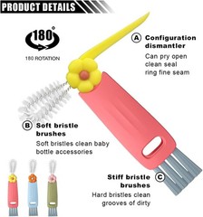 3 in 1 Cup Lid Cleaning Brush Set for Bottle Gap Tight Spaces Cup – Size: 6PCS