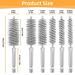 6 PCS Stainless Steel Bore Brush Wire Brushes Set, 6 Size Cleaning Twisted Dr…