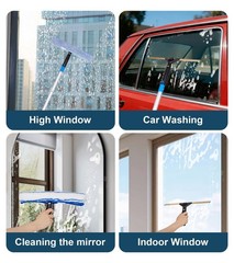 Window Cleaning Kit, Swivel Squeegee & Scrubber with Extension Poles, Foldabl…