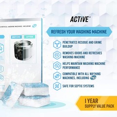 Washing Machine Cleaner Descaler 24 Pack – 1 Count (Pack of 24), Blue/White