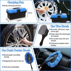 27Pcs Car Detailing Kit Car Detailing Brush Set Auto Detailing Drill Brush Se…