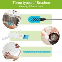 3-in-1 Bottle Brush, 15 Inches Long Handle Kitchen Water Bottle Brush, Stainl…