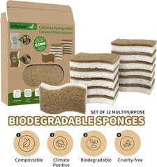 Natural Kitchen Sponges, Biodegradable & Compostable | Non-Scratch Cellulose