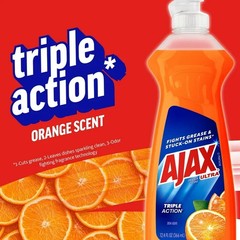 Ajax Ultra Triple Action Orange Dishwashing Liquid Soap, 12.4 fl oz