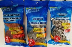 Copper, Steel, Stainless-Steel Scourers for Pots Pans Grills Stoves Ovens 2 Pads