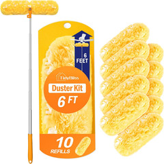 6 Ft Extendable Dusters for Cleaning Compatible with Swiffer, 10 Refills