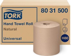 Tork Hand Towel Roll, Natural, Universal, H80, 100% Recycled, 1-Ply, 6 Rolls x