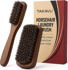 Horsehair Laundry Stain Brushes Set 2pcs by , Natural Soft Bristle for Scrubbing