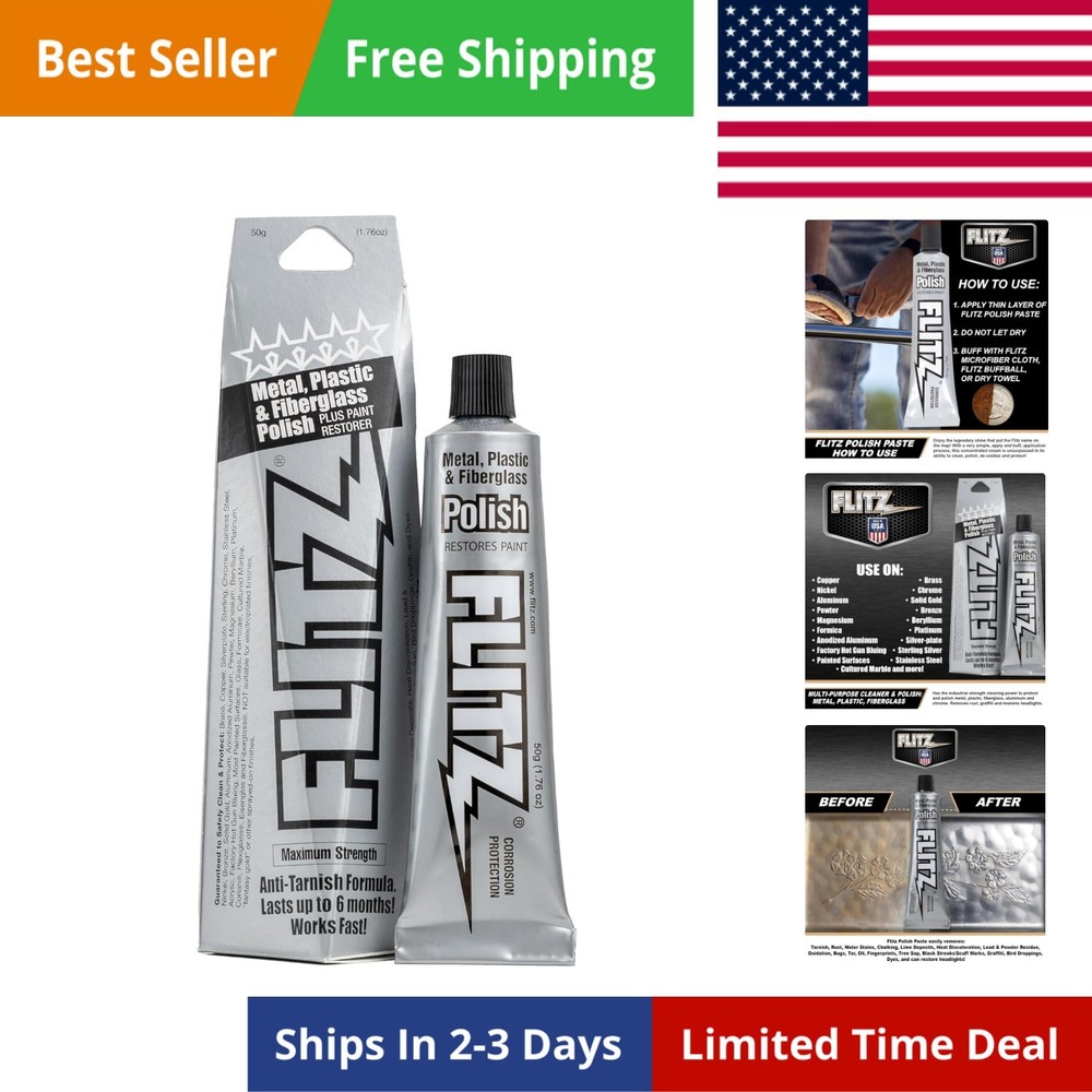 Metal Polish Paste – 1.76oz -Made Polish for Solid Chrome, Stainless Steel, &…