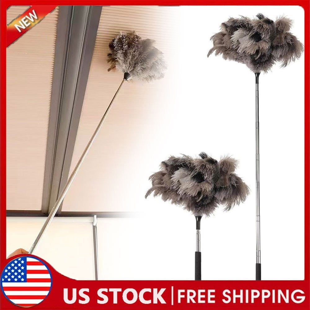Extendable Feather Duster Fluffy Long Handle Reusable Feather Duster