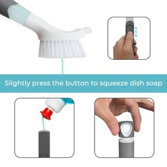 Soap Dispenser Dish Scrubber Brush for Dishes Pots Pans with 3 Replacement Heads