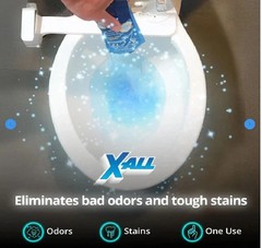 X-ALL Foaming Toilet Cleaner, Self-Activating Powder, 1 Pack(4 Treatments), New