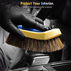 YeewayVeh Horse Hair Leather Cleaning Brush – Upgraded Long Bristle Car Leath…
