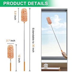 2 Pack Extendable Microfiber Feather Duster, Electrostatic Bendable Head