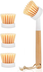 Dish Brush with 3 Replaceable Heads Non Scratch Cast Iron Pan Cleaner