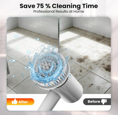 Cepillo Eléctrico para Baño con Mango Largo, 6 Cepillos para Azulejos y Suelos