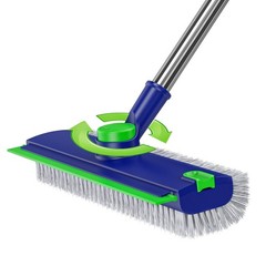 Heavy-Duty 3-in-1 Floor Scrub Brush with Long Handle & Squeegee for Tile, Bathro