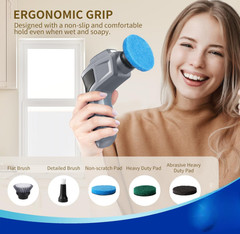 Cepillo eléctrico giratorio inalámbrico recargable con 5 cabezales limpieza
