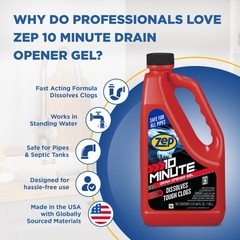 Zep 10 Minute Drain Opener Gel 64 oz (Case of 6) ZHCR64NG – Commercial Strength,