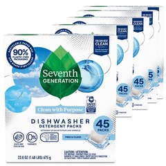 Seventh Generation Free Clear Dishwasher Detergent Packs 45 Count Pack Of 5