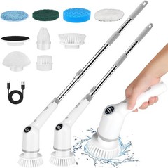 Electric Spin Scrubber, Electric scrubber with 8 Replaceable Brush Heads & Detac