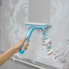 3-in-1 Window Cleaning Squeegee Spray Bottle Kit Streak-Free Glass Scrubber Blue