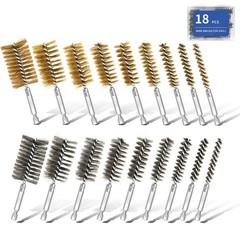18Pcs Stainless Steel Bore Brush Set for Drill – Rust Cleaning Wire Brush Attach