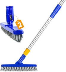 2 Pack Grout Brush with Long Handle, 56.5” Swivel Grout Cleaning Brush,V-Shape