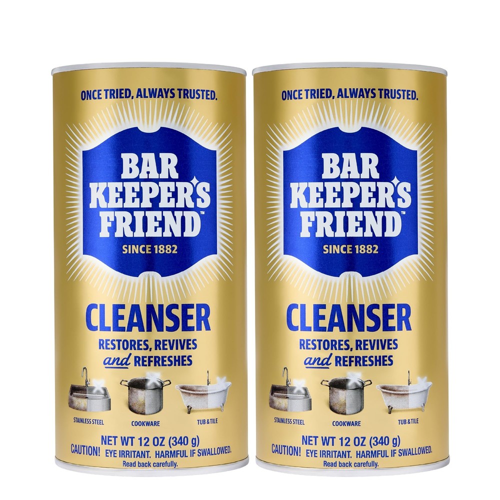 Bar Keepers Friend Powder Cleanser, 12 oz x 2, 12 Ounce (Pack of 2), coloress