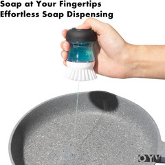 OYV Dish Scrub Brush with Soap Dispenser, Kitchen Brush for Dish Pot Pan Sink Cl