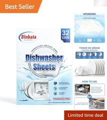 Plant-Based Dishwasher Detergent Sheets – 32 Loads, Non-Toxic and Plastic-Free