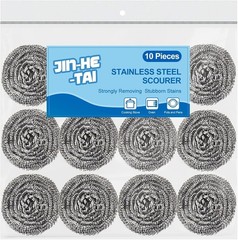 10 Pack Stainless Steel Scrubber, Steel Wool Srubber for Scouring Stubborn Messe