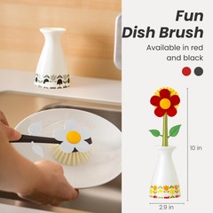 Flower Power Dish Brush With Vase Brush Holder Dish Brush With Handle For Pot Sc