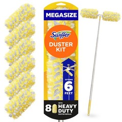 Duster Kit with 6 ft Super Extendable Handle, Heavy Duty Starter Kit with 8 Refi