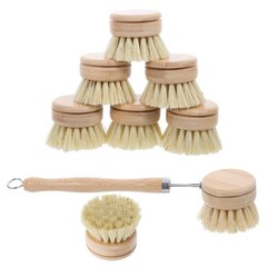 8pcs Kitchen Dish Brush: Scrub Cleaning Brushes with Bamboo Handle, Kitchen