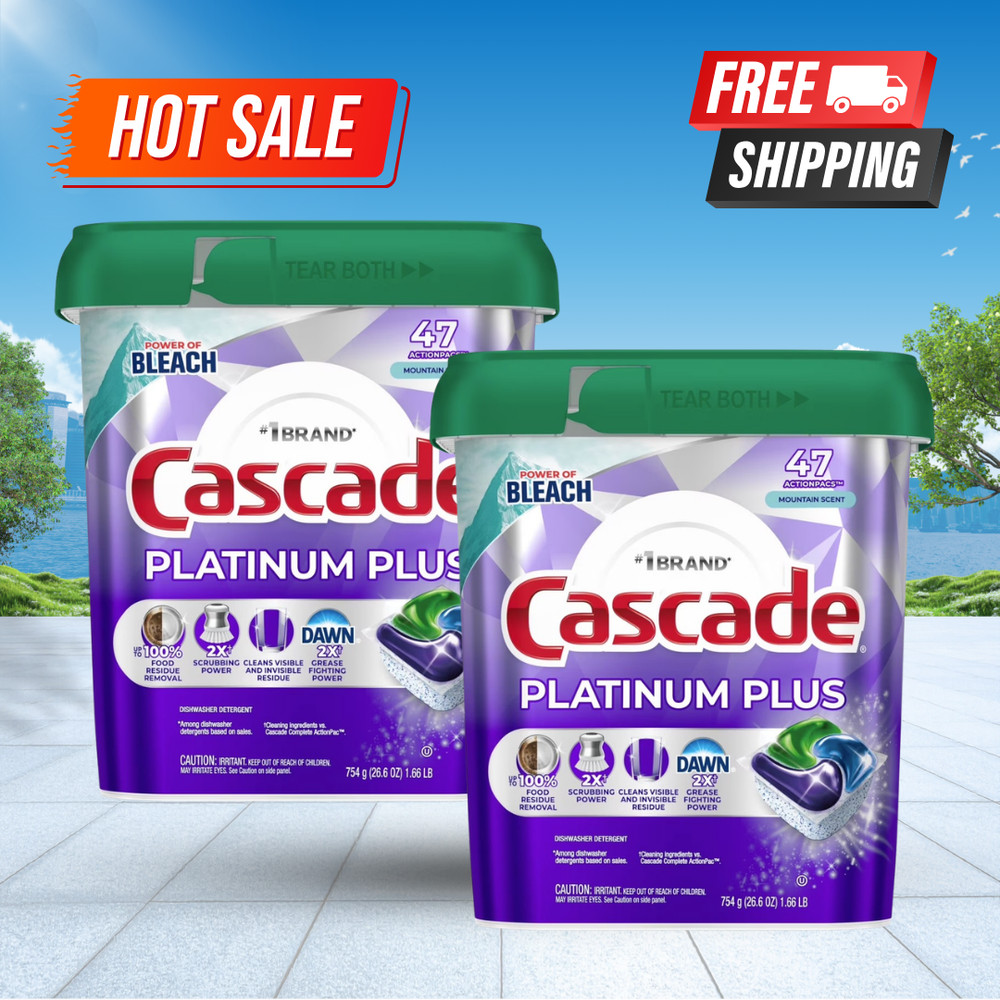 [SALE] 2 Pack Cascade Platinum Plus Dishwasher Detergent Pods Mountain 47 Count