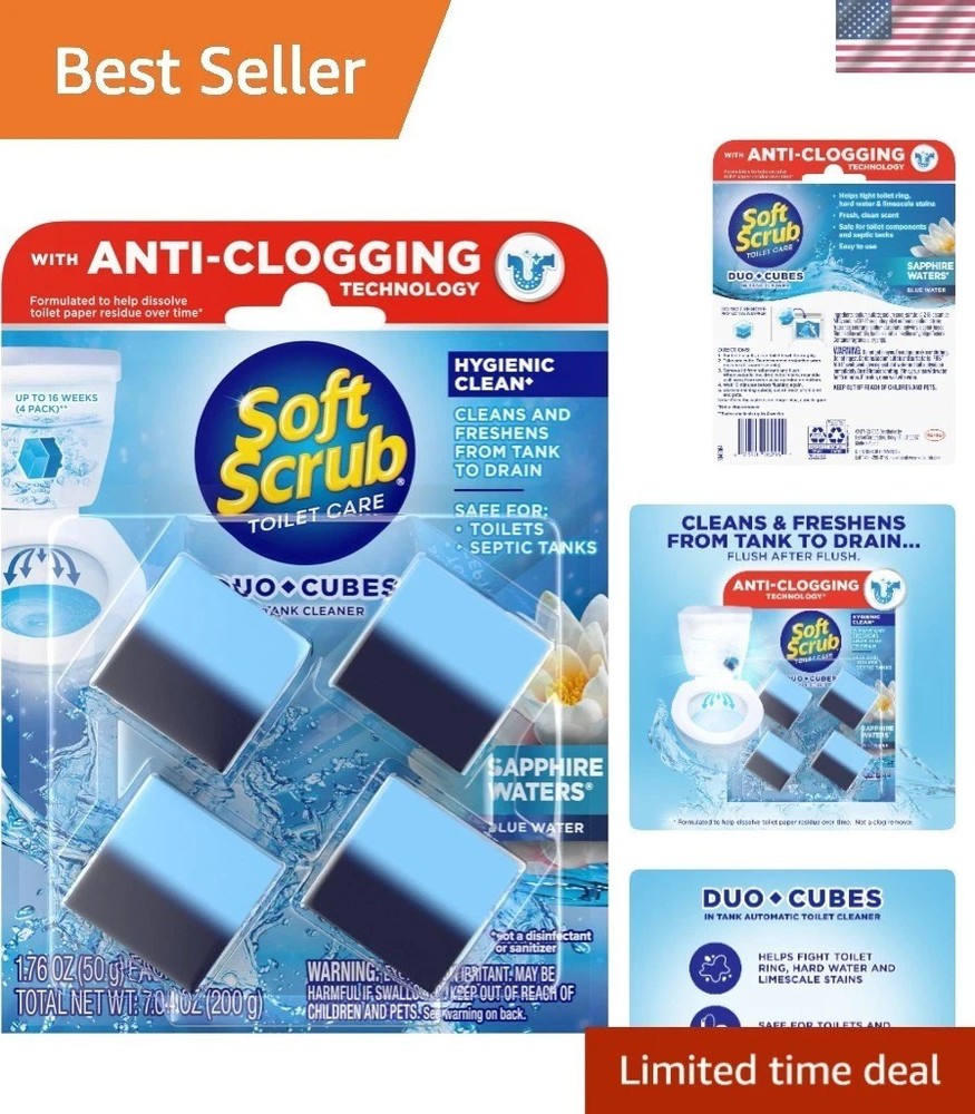 4 Count In-Tank Toilet Cleaner Duo-Cubes – Clean & Freshen with Sapphire Waters