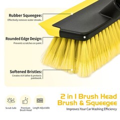 Ordenado 56″ Car Wash Brush with Long Handle, Soft Bristle& Rubber Squeegee