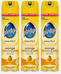 3 PLEDGE Orange Clean Furniture Polish Spray Dust Shine Protect 9.7 oz 72373 NEW