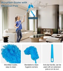 Window Cleaning Kit, Swivel Squeegee & Scrubber with Extension Poles, Foldabl…