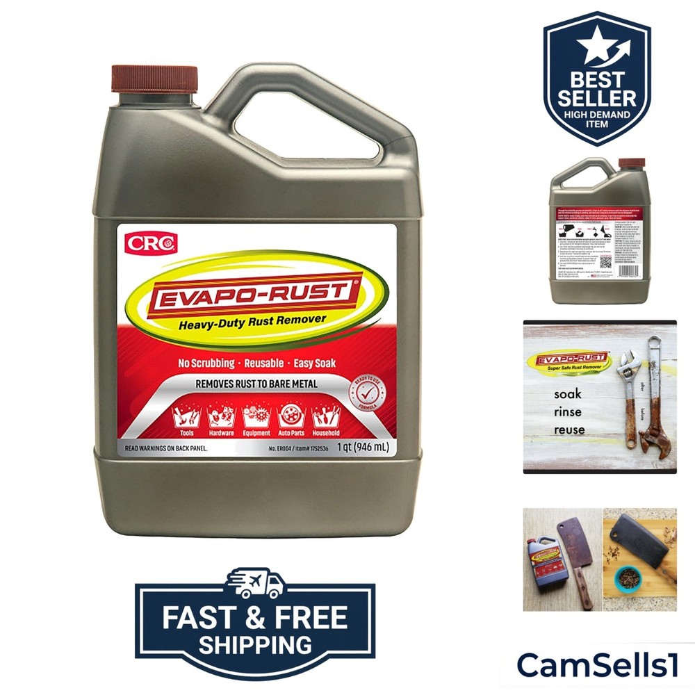 CRC Evapo-Rust, Heavy-Duty Rust Remover, Reusable, Acid-Free, Non-Corrosive, …